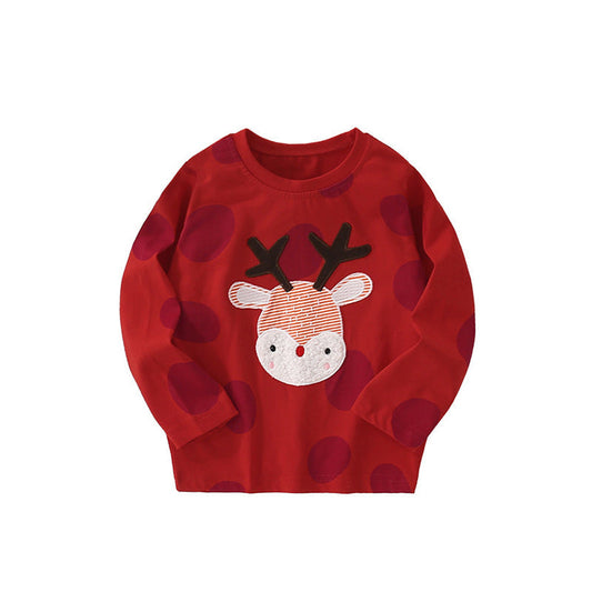 MyKids-USA® Christmas Cartoon Pattern Long Sleeves Pullover for Stylish Girls