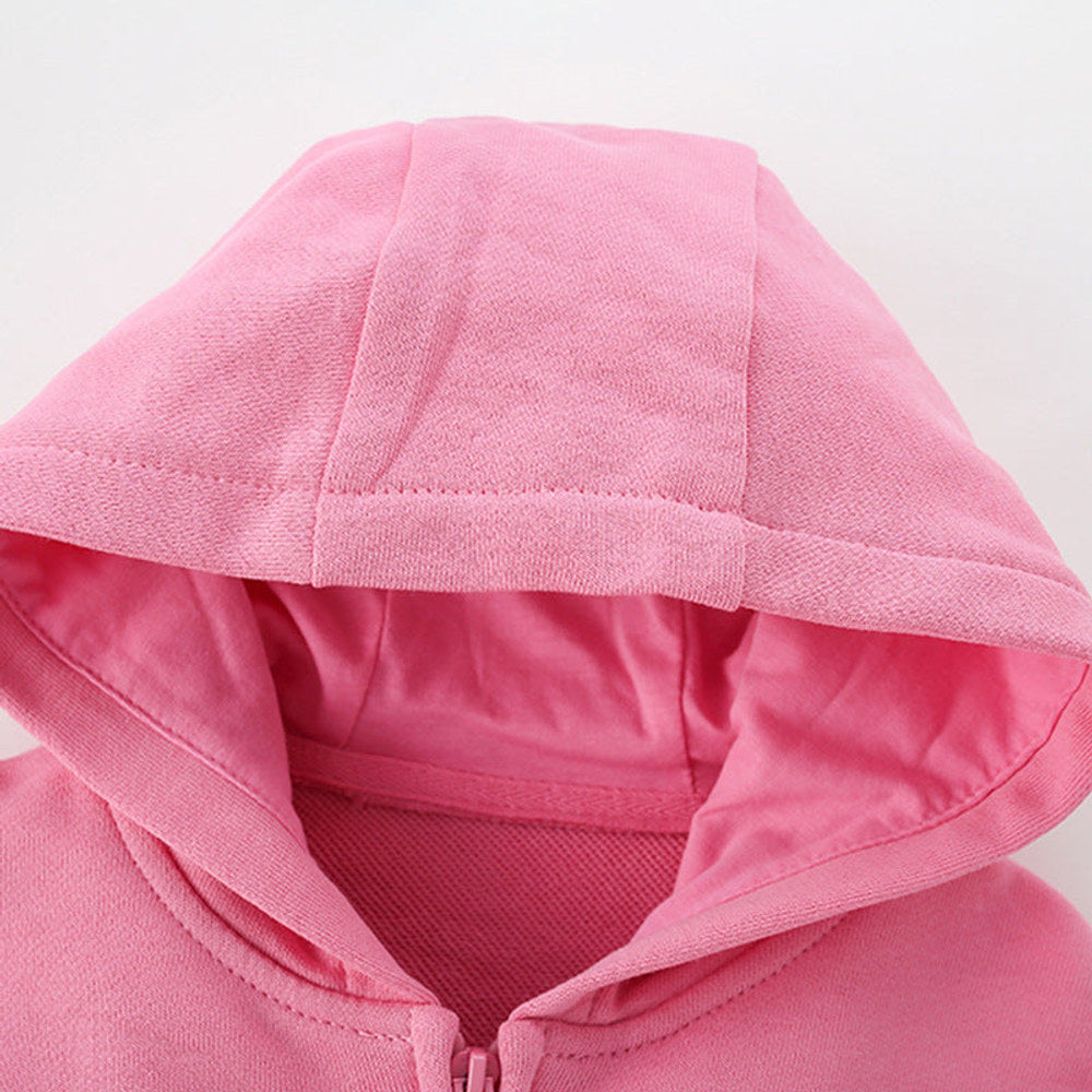 MyKids-USA® European and American Style Girls’ Hooded Zip-up Solid Color Coat with Long Sleeves