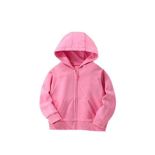 MyKids-USA® European and American Style Girls’ Hooded Zip-up Solid Color Coat with Long Sleeves
