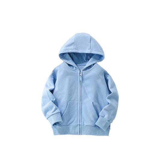 MyKids-USA® European and American Style Girls’ Hooded Zip-up Solid Color Coat with Long Sleeves