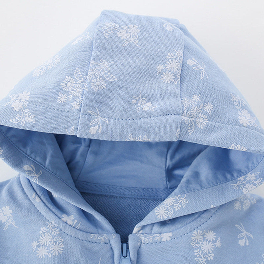 MyKids-USA® European and American Style Girls’ Hooded Zip-up Floral Pattern Coat with Long Sleeves
