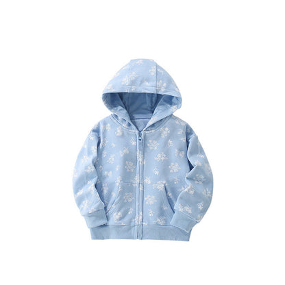 MyKids-USA® European and American Style Girls’ Hooded Zip-up Floral Pattern Coat with Long Sleeves