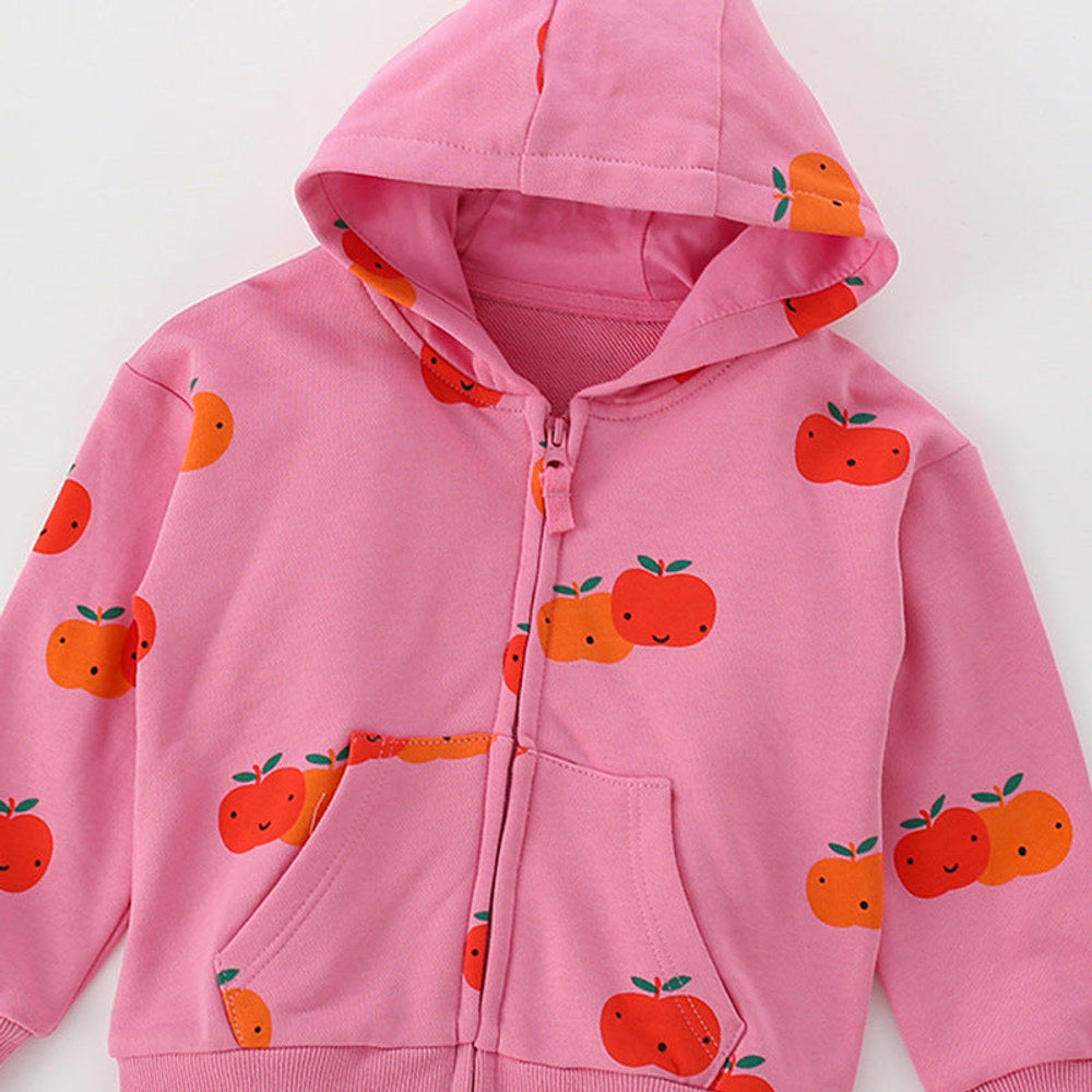 MyKids-USA® European and American Style Girls’ Hooded Zip-up Fruits Cartoon Pattern Coat with Long Sleeves