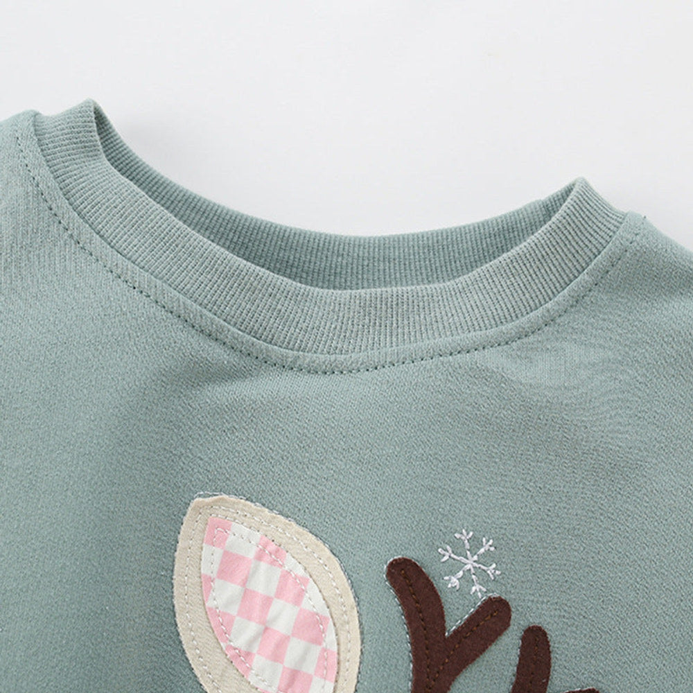 MyKids-USA® Christmas Cartoon Pattern Long Sleeves Pullover for Stylish Girls