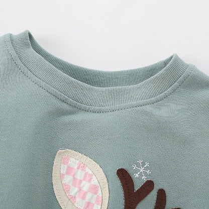 MyKids-USA® Christmas Cartoon Pattern Long Sleeves Pullover for Stylish Girls
