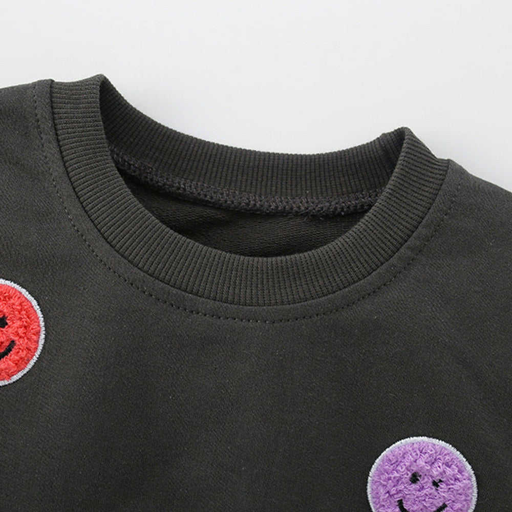 MyKids-USA® Cartoon Smiling Face Pattern Long Sleeves Pullover for Stylish Boys