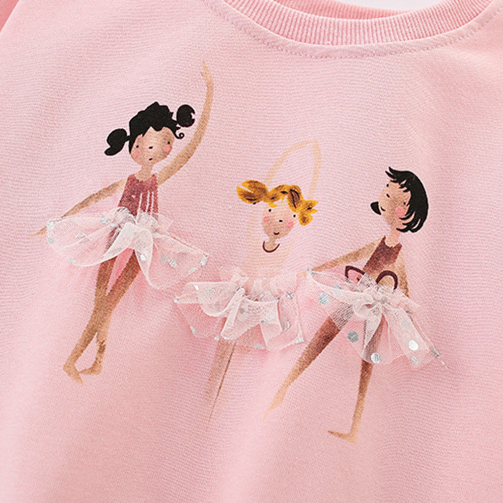 MyKids-USA® Girls Cartoon Pattern Long Sleeves Pullover and Pants Clothing Set