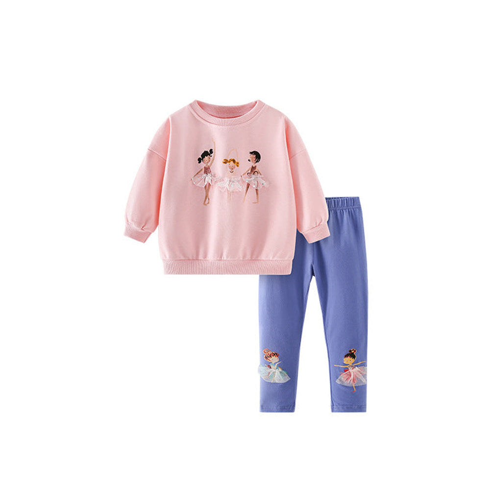 MyKids-USA® Girls Cartoon Pattern Long Sleeves Pullover and Pants Clothing Set