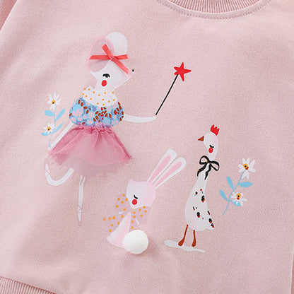MyKids-USA® Girls Cartoon Pattern Long Sleeves Pullover and Pants Clothing Set