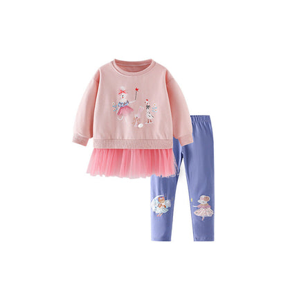 MyKids-USA® Girls Cartoon Pattern Long Sleeves Pullover and Pants Clothing Set