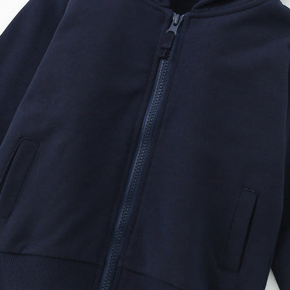 MyKids-USA® European and American Style Kids’ Hooded Zip-up Solid Color Coat with Long Sleeves