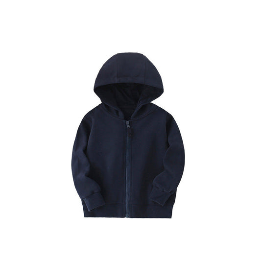 MyKids-USA® European and American Style Kids’ Hooded Zip-up Solid Color Coat with Long Sleeves