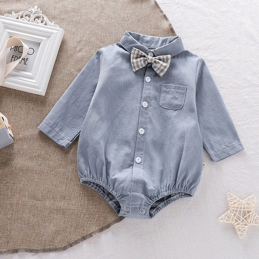 MyKids-USA® Baby Boys Long Sleeves Single Breasted Turn-down Collar bodysuit