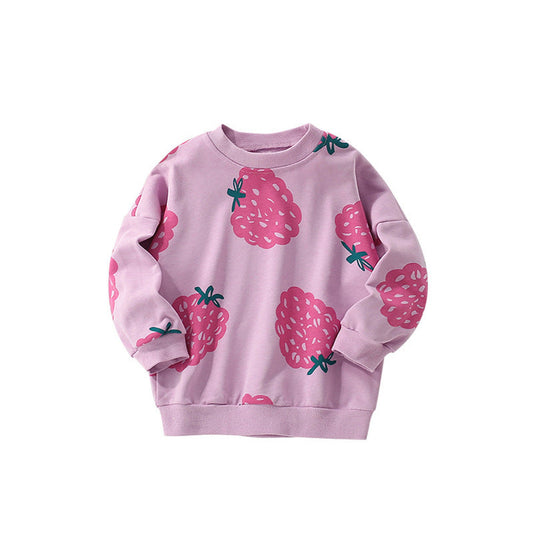 MyKids-USA® Fruits Pattern Long Sleeves Crew Neck Pullover for Stylish Girls