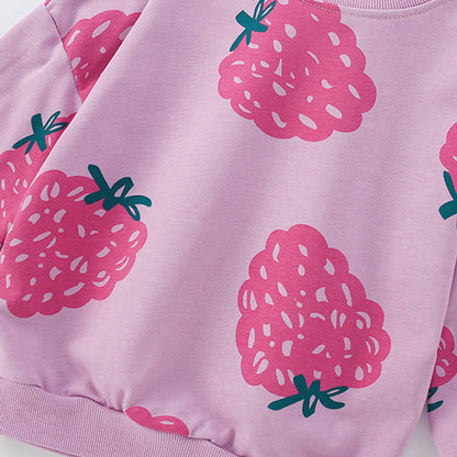MyKids-USA® Fruits Pattern Long Sleeves Crew Neck Pullover for Stylish Girls