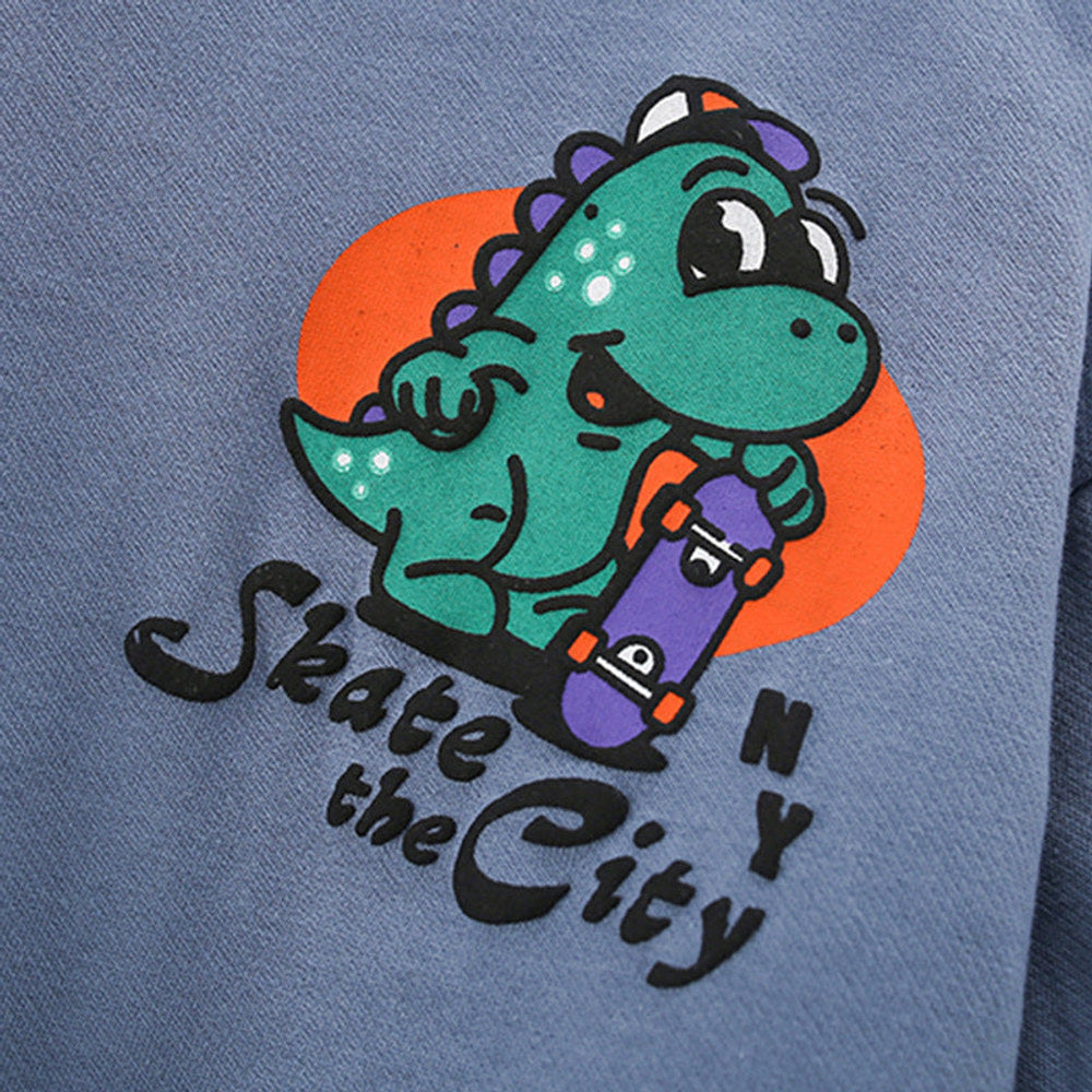 MyKids-USA® Dinosaur Cartoon Pattern Logo Long Sleeves Hoodies for Boys