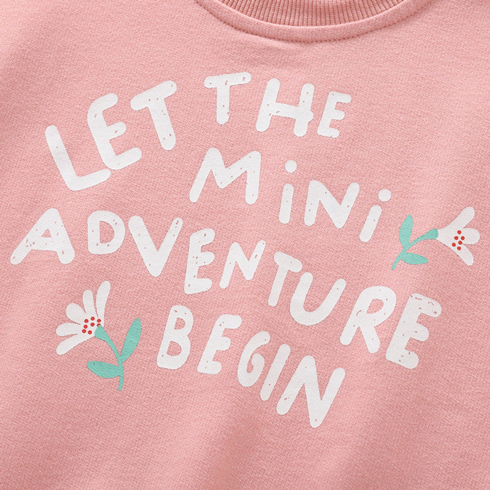 MyKids-USA® Spring and Autumn Girls Letters Pattern Long Sleeves Pullover and Cartoon Pants Clothing Set