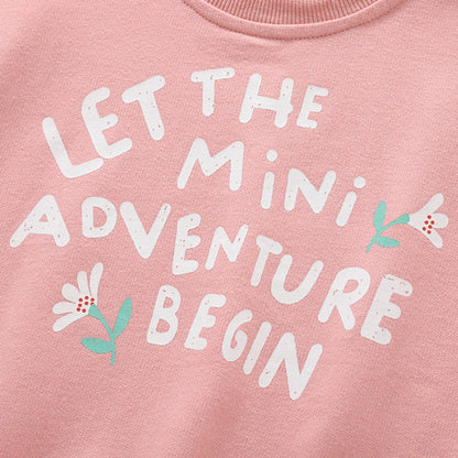 MyKids-USA® Spring and Autumn Girls Letters Pattern Long Sleeves Pullover and Cartoon Pants Clothing Set