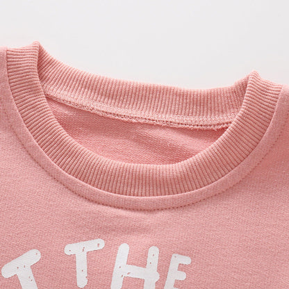 MyKids-USA® Spring and Autumn Girls Letters Pattern Long Sleeves Pullover and Cartoon Pants Clothing Set