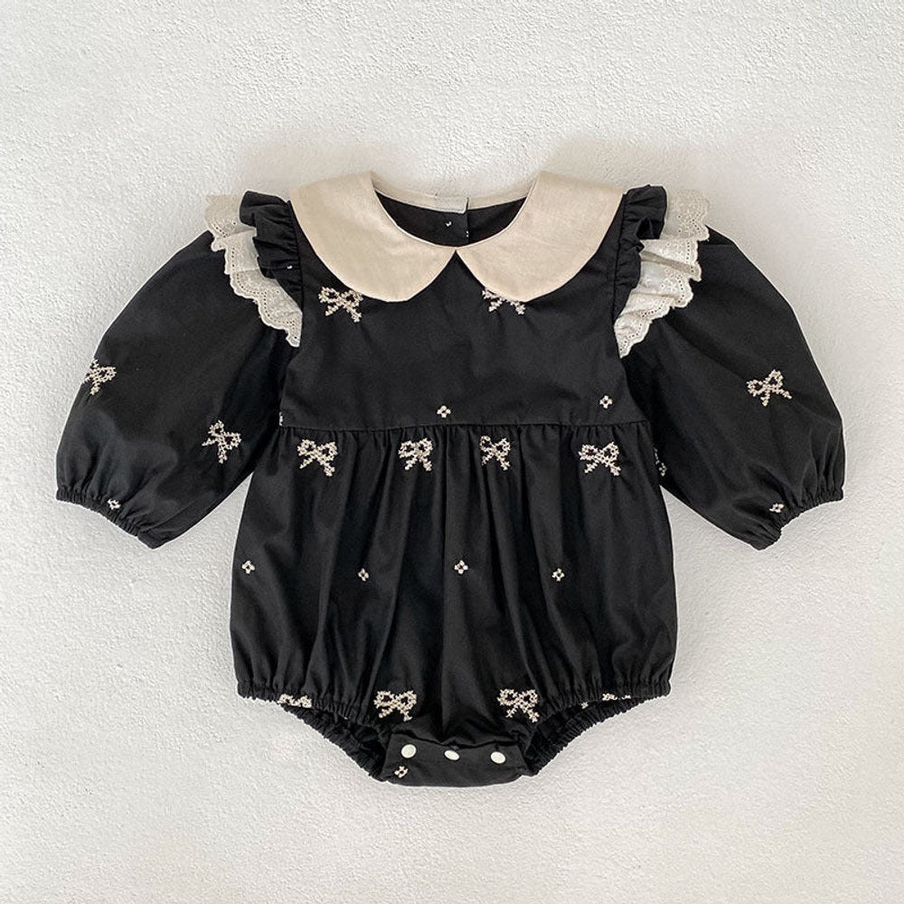 MyKids-USA® Baby Kids Girls Butterfly-bows Pattern Long-sleeved Black bodysuit and Dress – Princess Sister Matching Set