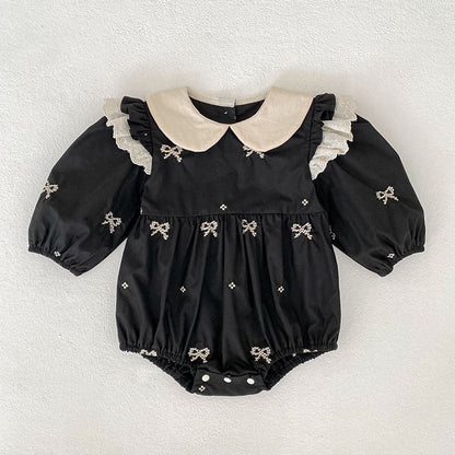 MyKids-USA® Baby Kids Girls Butterfly-bows Pattern Long-sleeved Black bodysuit and Dress – Princess Sister Matching Set