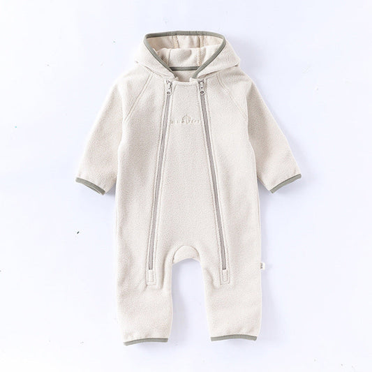 MyKids-USA® Winter Arrival Baby Unisex Long Sleeves Solid Color Letters Pattern Zip-up Rompers