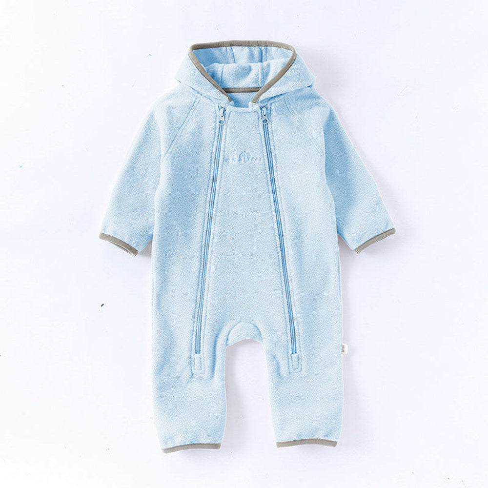 MyKids-USA® Winter Arrival Baby Unisex Long Sleeves Solid Color Letters Pattern Zip-up Rompers