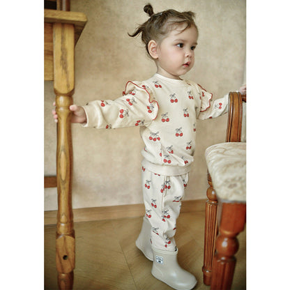 MyKids-USA® Girls Cherry Pattern Long Sleeves Top and Pants Clothing Set