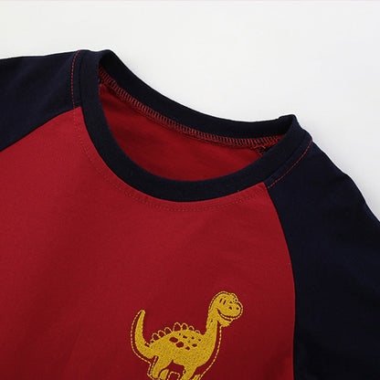 MyKids-USA® Animals Cartoon Pattern Long Sleeves Color Patchwork Top for Stylish Boys