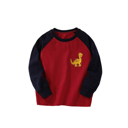 MyKids-USA® Animals Cartoon Pattern Long Sleeves Color Patchwork Top for Stylish Boys