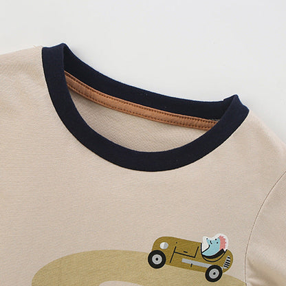 MyKids-USA® Autumn and Spring Arrival Vehicles Cartoon Pattern Long Sleeves Top for Stylish Boys