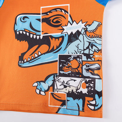 MyKids-USA® T-Rex Kids Pajama Set – Long Sleeve Shirt and Pants, Cartoon Dinosaur Design