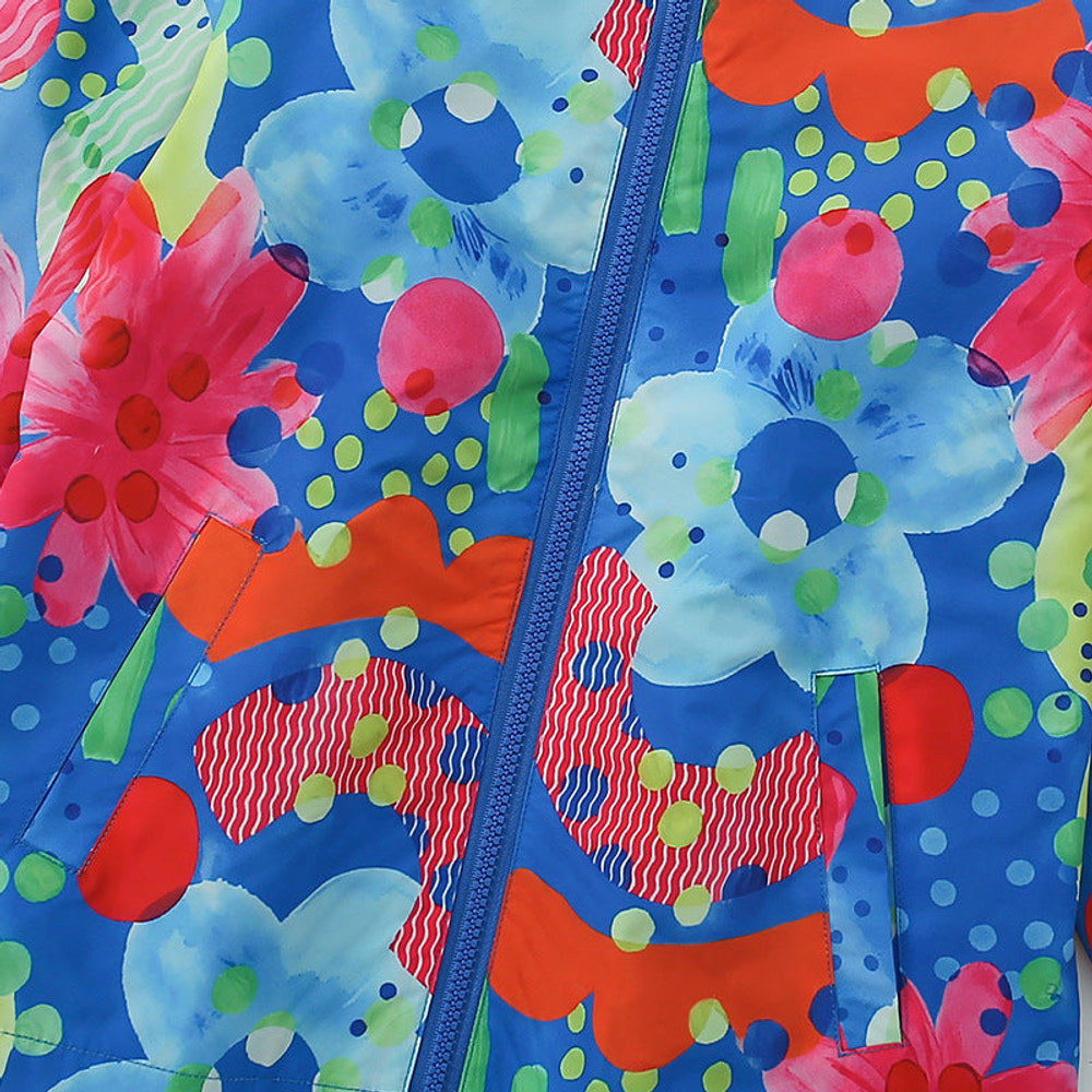 MyKids-USA® European and American Style Girls’ Hooded Zip-up Colorful Flowers Pattern Coat with Long Sleeves