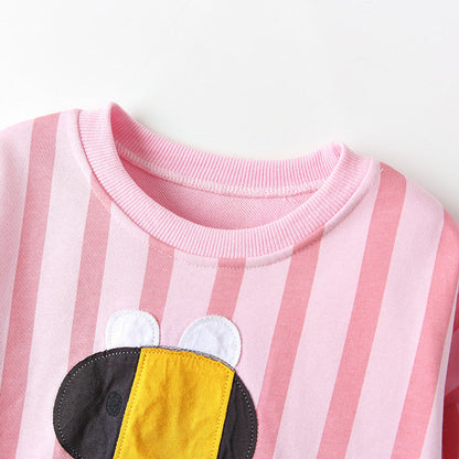 MyKids-USA® Girls Striped and Letters Pattern Long Sleeves Pullover and Pants Cartoon Clothing Set