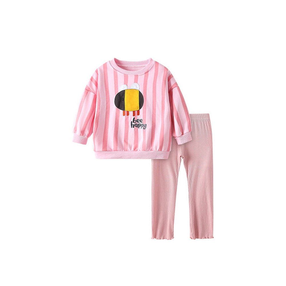 MyKids-USA® Girls Striped and Letters Pattern Long Sleeves Pullover and Pants Cartoon Clothing Set