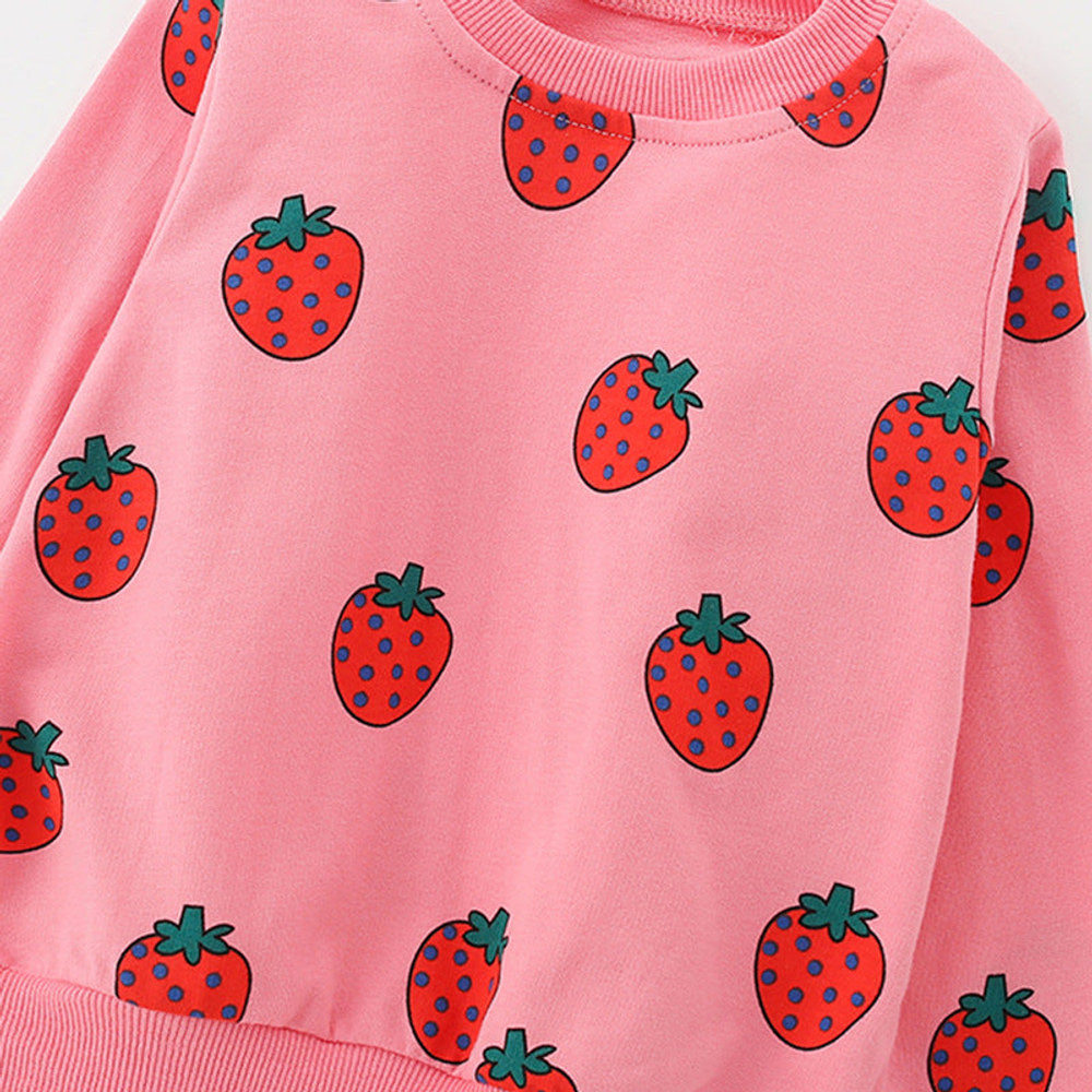 MyKids-USA® Fruits Pattern Long Sleeves Crew Neck Pullover for Stylish Girls