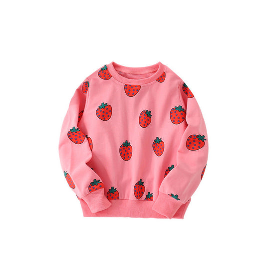MyKids-USA® Fruits Pattern Long Sleeves Crew Neck Pullover for Stylish Girls
