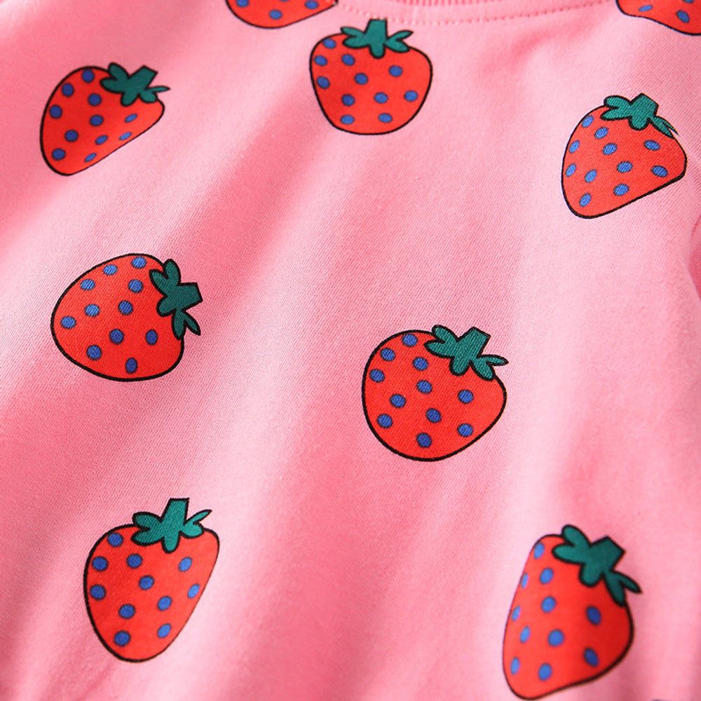 MyKids-USA® Girls Strawberry Pattern Long Sleeves Pullover and Pants Clothing Set