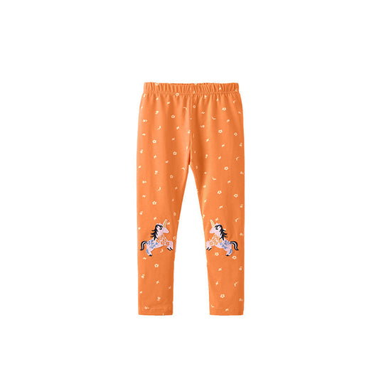 MyKids-USA® Baby Kids Girls Floral and Animals Cartoon Pattern Casual Pants