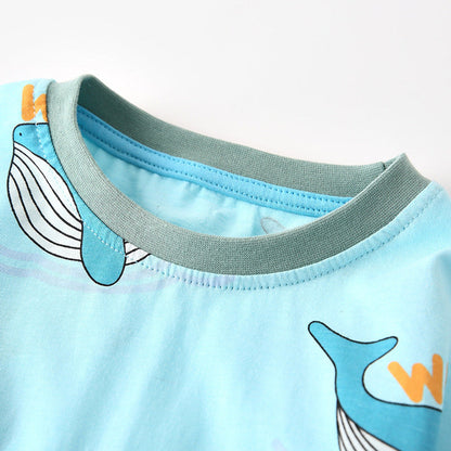 MyKids-USA® Boys Whale Cartoon Pattern Long Sleeves Top and Pants Clothing Set
