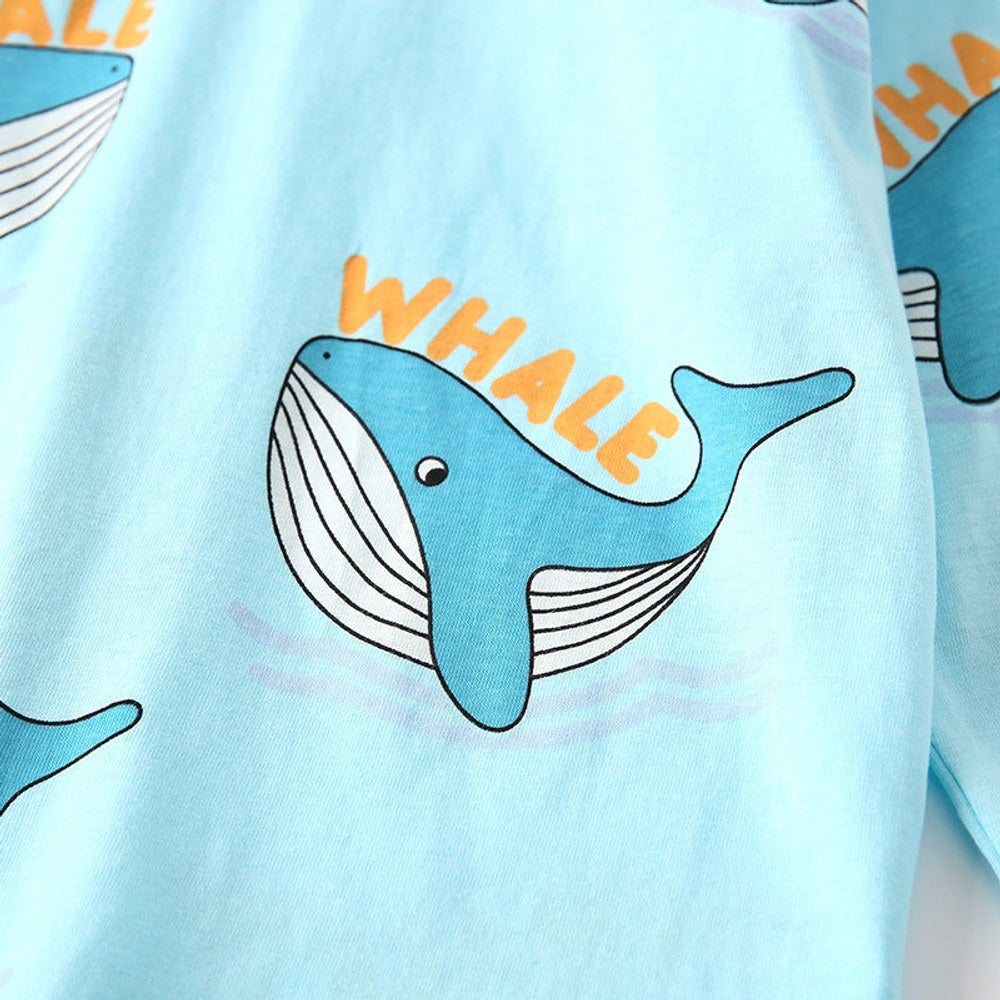 MyKids-USA® Boys Whale Cartoon Pattern Long Sleeves Top and Pants Clothing Set