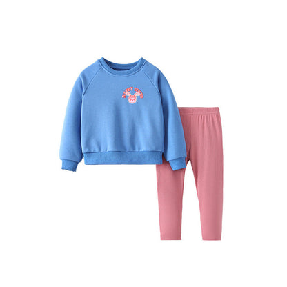 MyKids-USA® Girls Cartoon Rabbits and Letters Pattern Long Sleeves Pullover and Pants Clothing Set