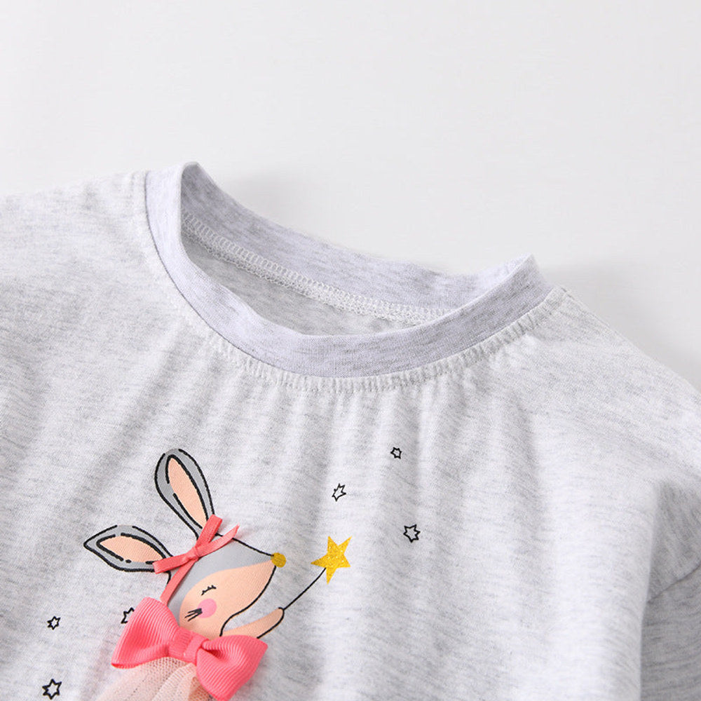 MyKids-USA® Girls Cartoon Rabbits Pattern Long Sleeves Top and Pink Pants Clothing Set