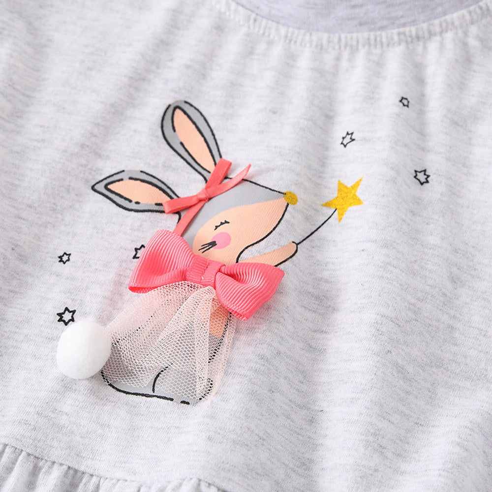MyKids-USA® Girls Cartoon Rabbits Pattern Long Sleeves Top and Pink Pants Clothing Set