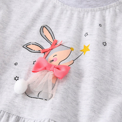 MyKids-USA® Girls Cartoon Rabbits Pattern Long Sleeves Top and Pink Pants Clothing Set