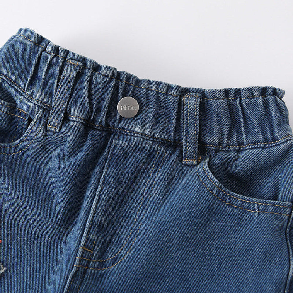 Arrival Autumn Baby Kids Girls Flowers and Cartoon Pattern Denim Pants