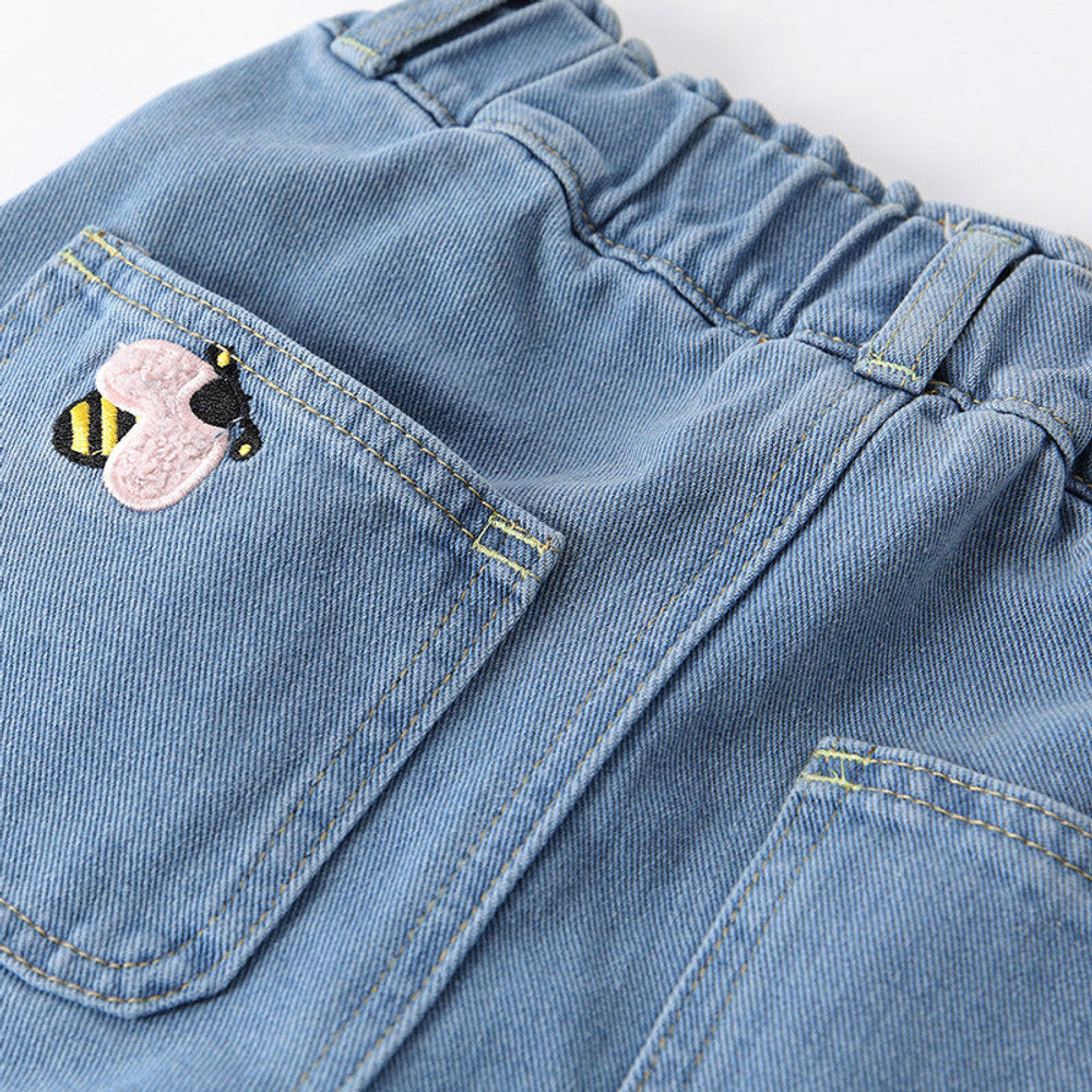 MyKids-USA® Girls Flowers Pattern Denim Pants