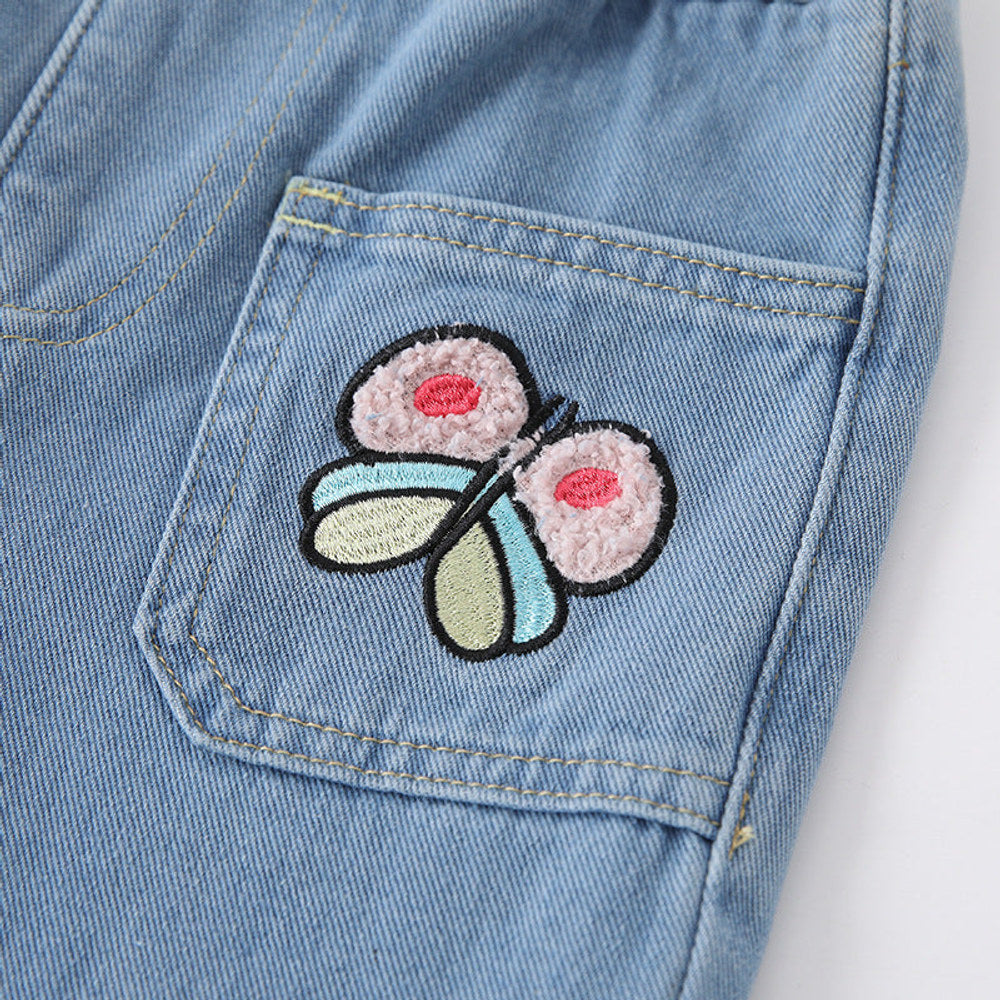 MyKids-USA® Girls Flowers Pattern Denim Pants