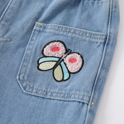 MyKids-USA® Girls Flowers Pattern Denim Pants