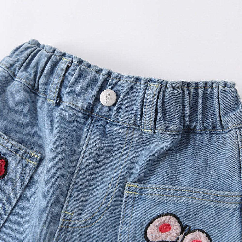 MyKids-USA® Girls Flowers Pattern Denim Pants
